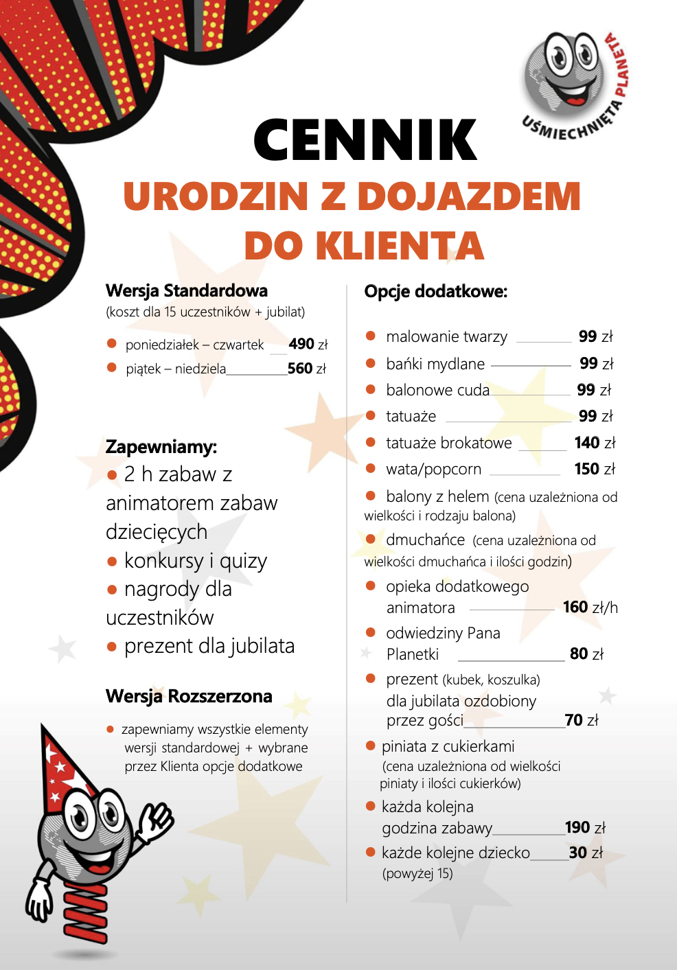 cennik urodzin dojazdowych 2022