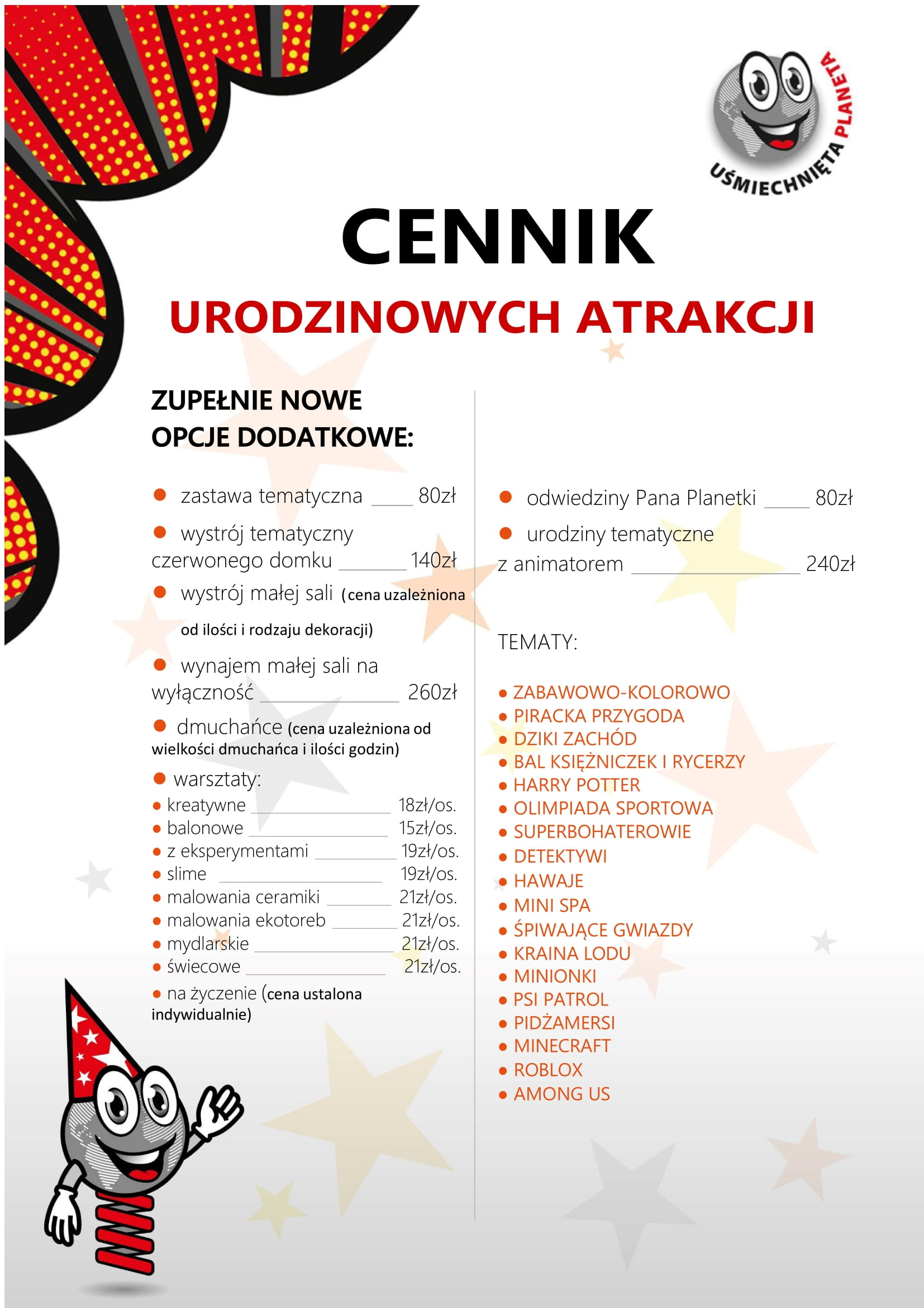 usmiechnieta_planeta_cennik rok 2023-opcje dodatkowe-1